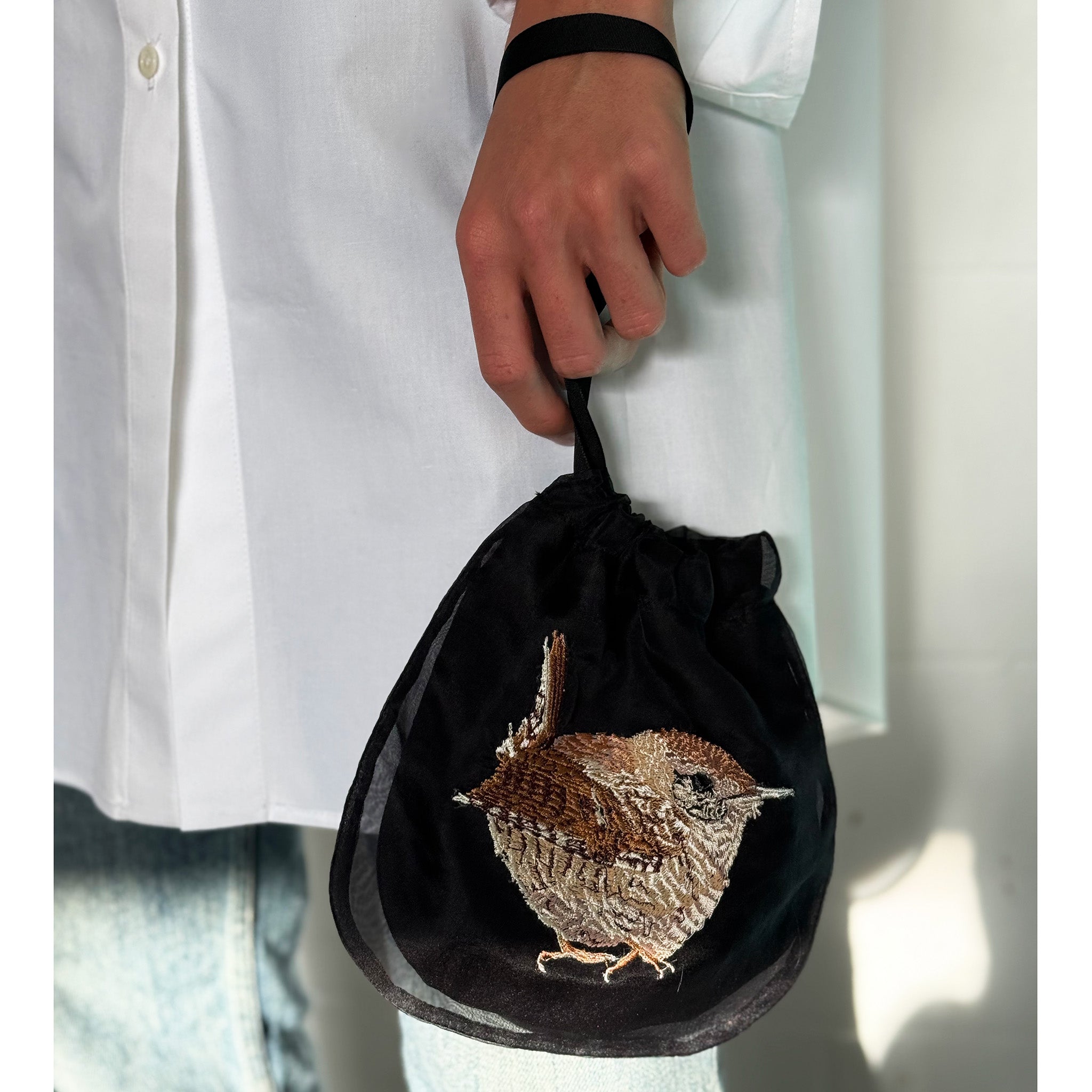  Wren Pouch Bag Black Organza 