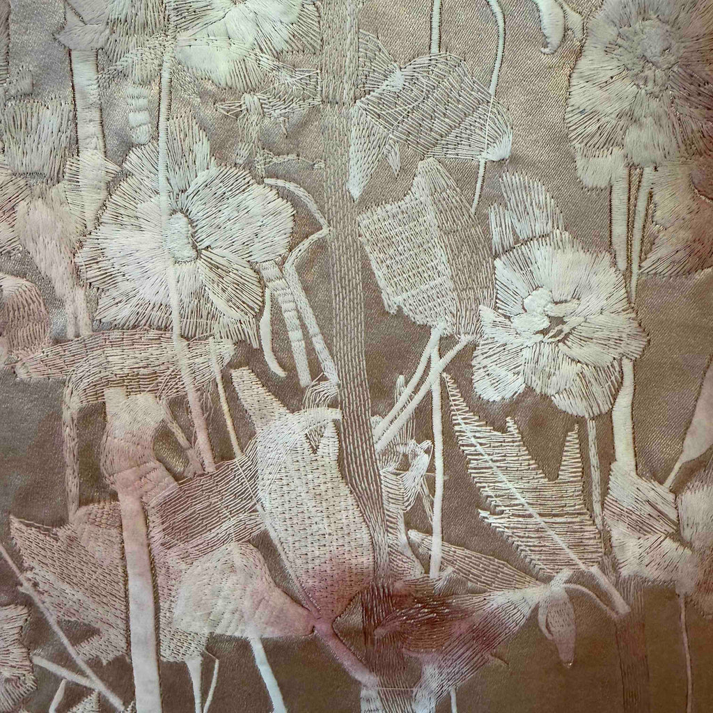 Silk Wall hanging Girl with Delphiumiums